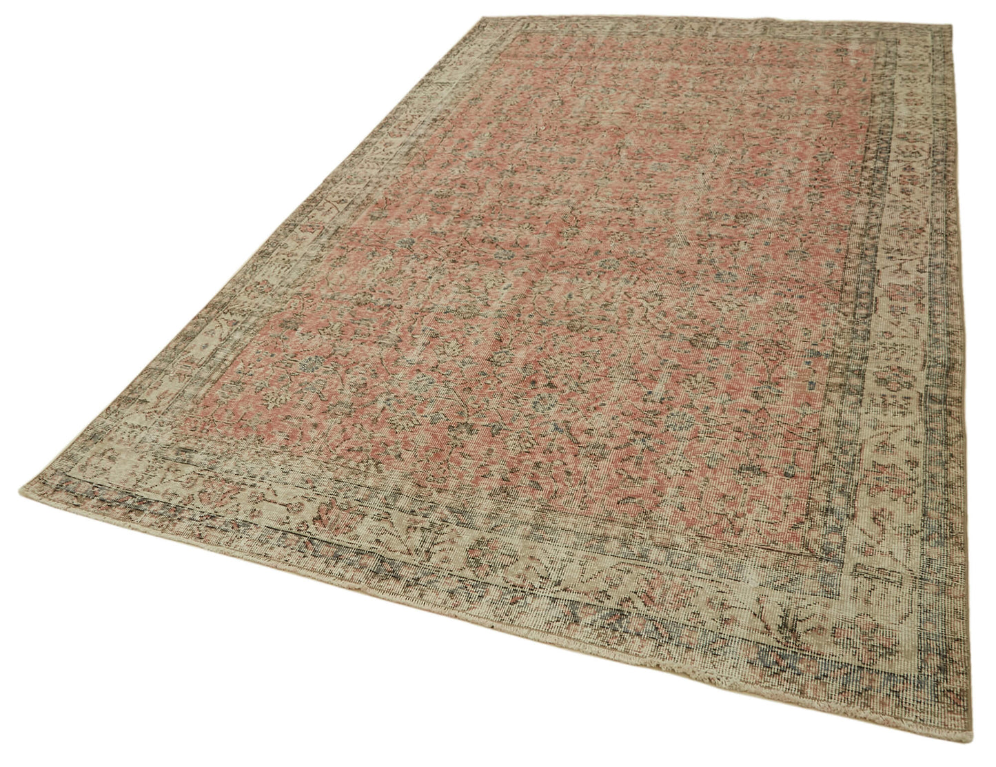 7x10 Beige Turkish Vintage Area Rug - 46117