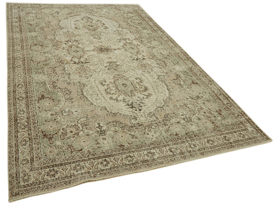7x10 Beige Turkish Vintage Area Rug - 46119