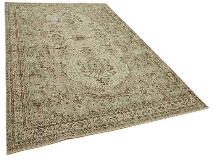 7x10 Beige Turkish Vintage Area Rug - 46119