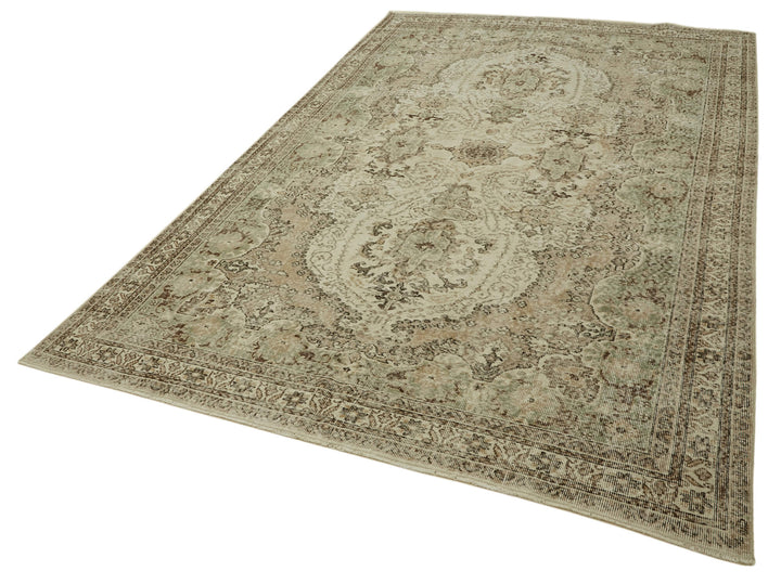 7x10 Beige Turkish Vintage Area Rug - 46119