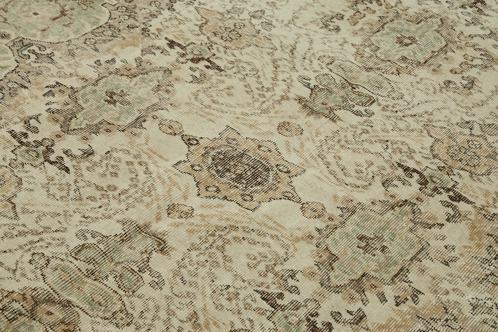 7x10 Beige Turkish Vintage Area Rug - 46119