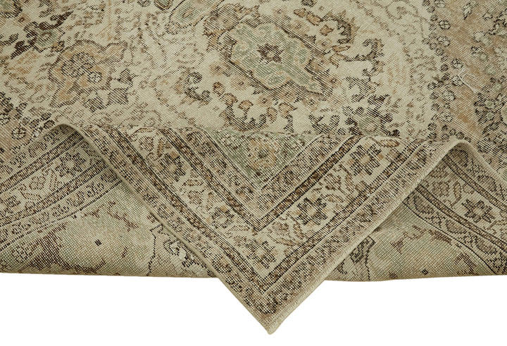 7x10 Beige Turkish Vintage Area Rug - 46119