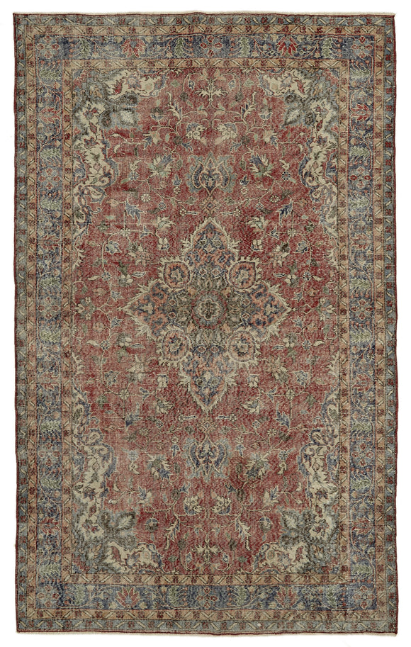 6x10 Beige Turkish Vintage Area Rug - 46121