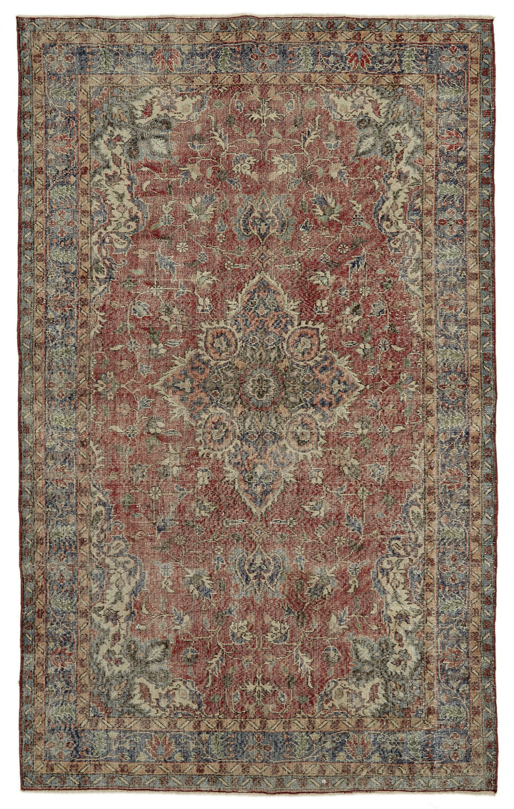 6x10 Beige Turkish Vintage Area Rug - 46121