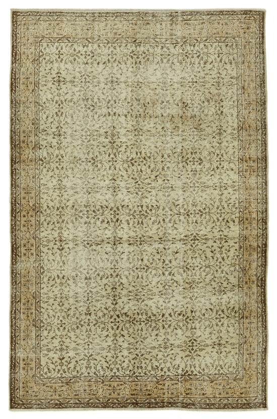 7x10 Beige Turkish Vintage Area Rug - 46122
