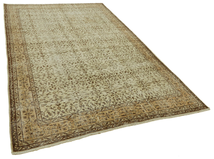 7x10 Beige Turkish Vintage Area Rug - 46122