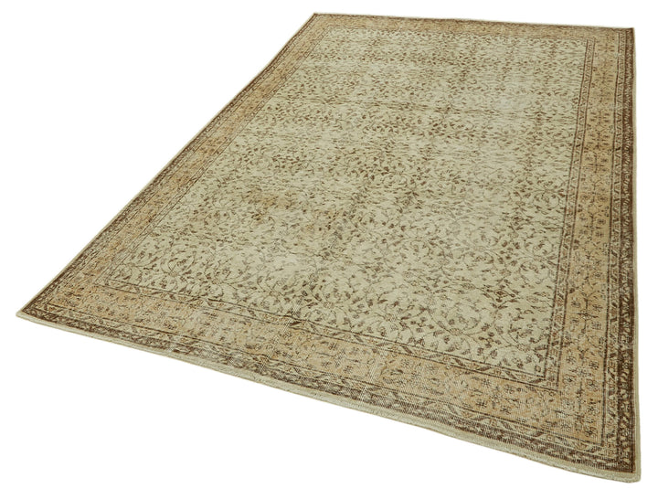 7x10 Beige Turkish Vintage Area Rug - 46122
