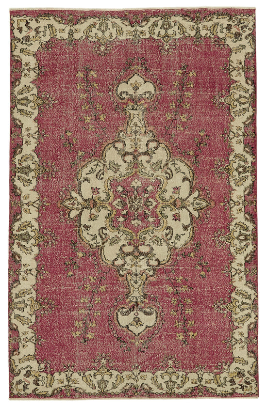 6x10 Beige Turkish Vintage Area Rug - 46123