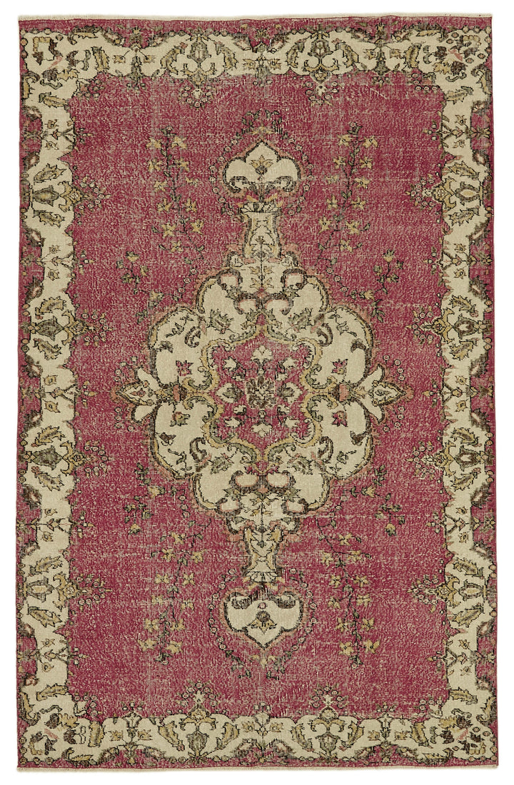 6x10 Beige Turkish Vintage Area Rug - 46123