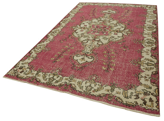 6x10 Beige Turkish Vintage Area Rug - 46123