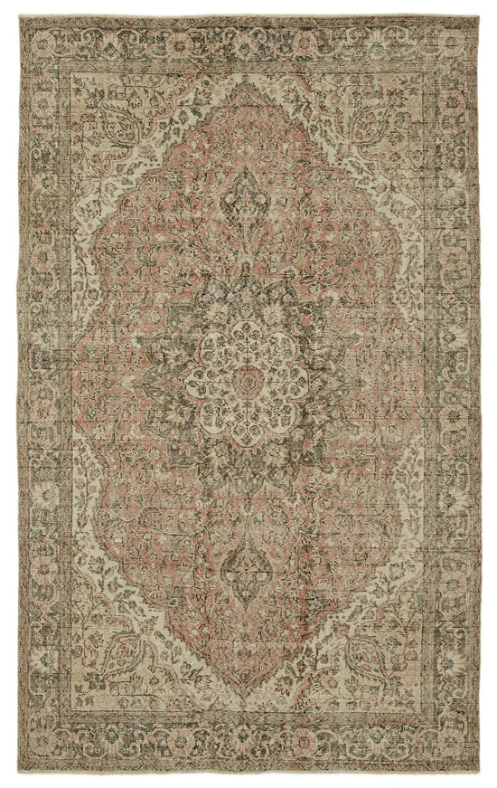 7x10 Beige Turkish Vintage Area Rug - 46124