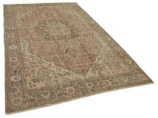 7x10 Beige Turkish Vintage Area Rug - 46124