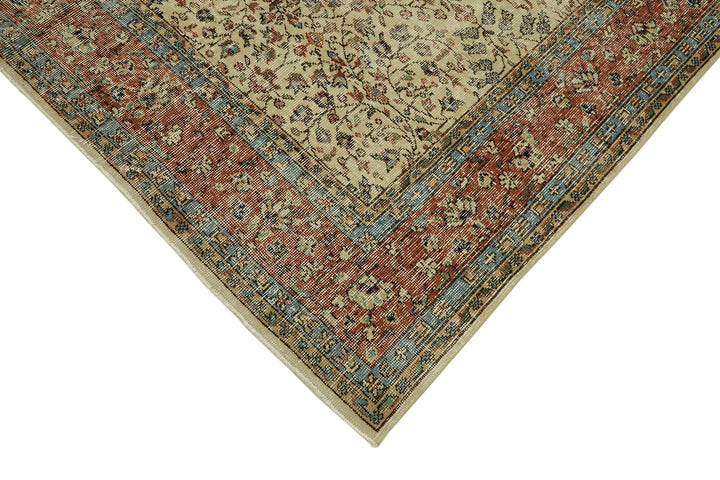 7x10 Beige Turkish Vintage Area Rug - 46125