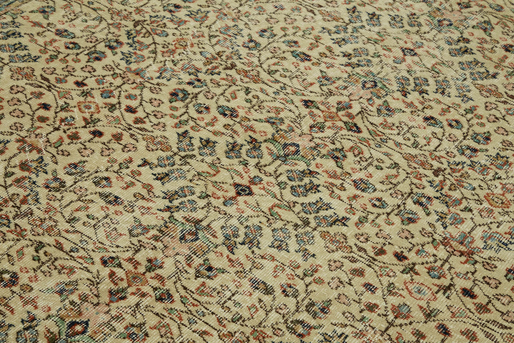 7x10 Beige Turkish Vintage Area Rug - 46125