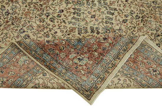 7x10 Beige Turkish Vintage Area Rug - 46125