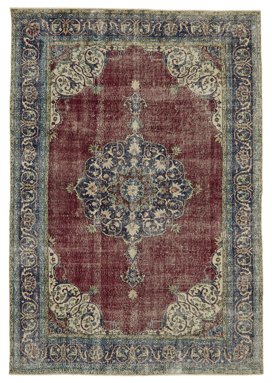 7x10 Beige Turkish Vintage Area Rug - 46126