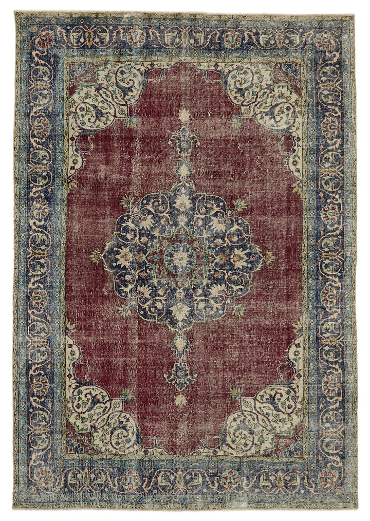 7x10 Beige Turkish Vintage Area Rug - 46126