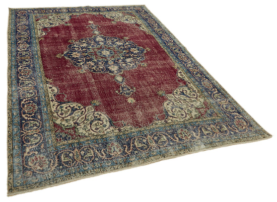 7x10 Beige Turkish Vintage Area Rug - 46126