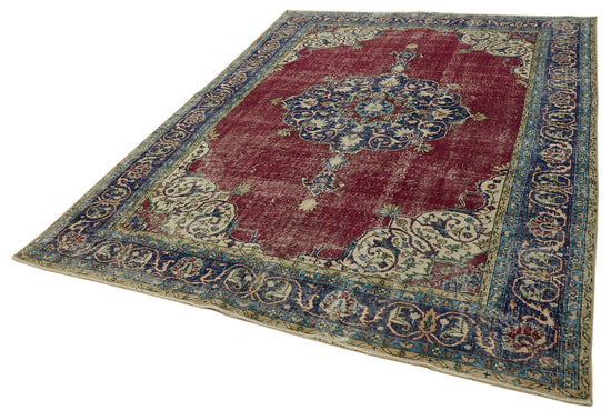 7x10 Beige Turkish Vintage Area Rug - 46126