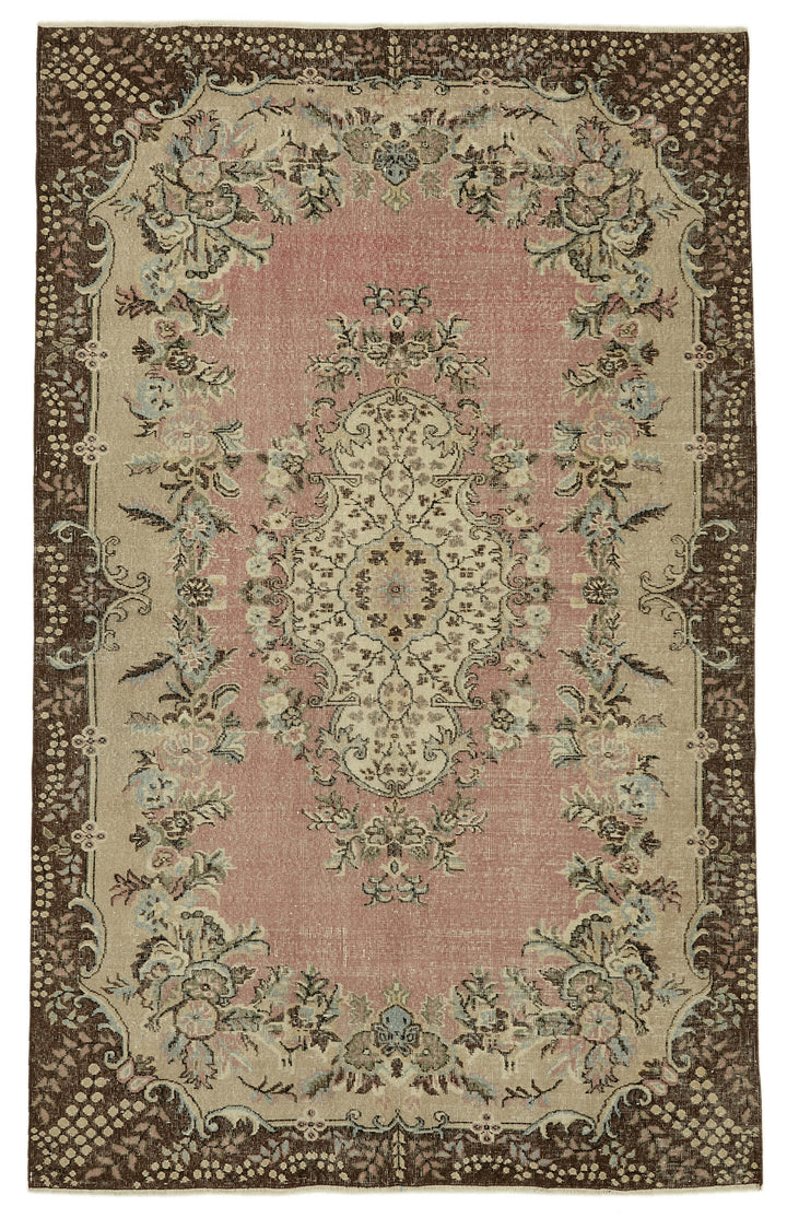 6x10 Beige Turkish Vintage Area Rug - 46127