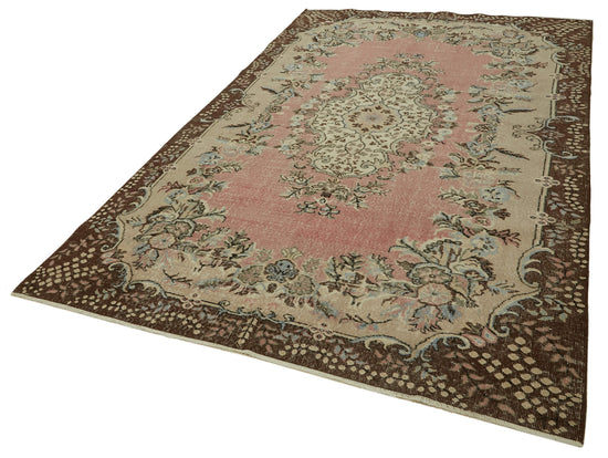 6x10 Beige Turkish Vintage Area Rug - 46127
