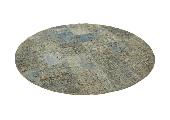 10x10 Blue Round Patchwork Rug - 46131