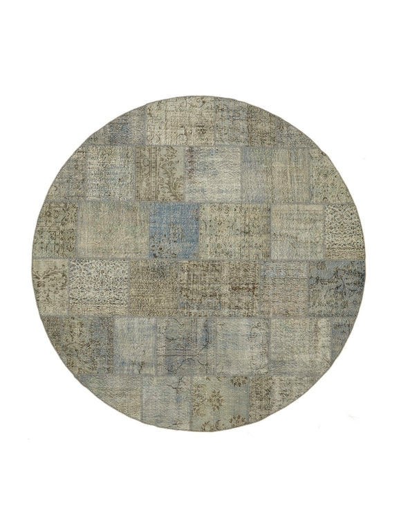 10x10 Blue Round Patchwork Rug - 46132