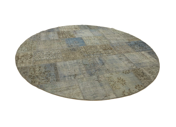 10x10 Blue Round Patchwork Rug - 46132