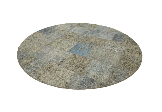 10x10 Blue Round Patchwork Rug - 46132