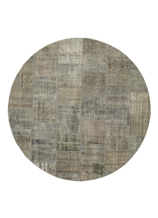 10x10 Grey Round Patchwork Rug - 46134