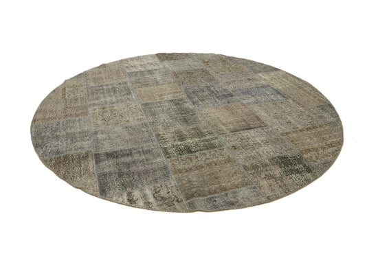 10x10 Grey Round Patchwork Rug - 46134