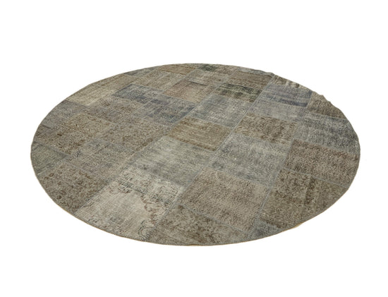 10x10 Grey Round Patchwork Rug - 46134