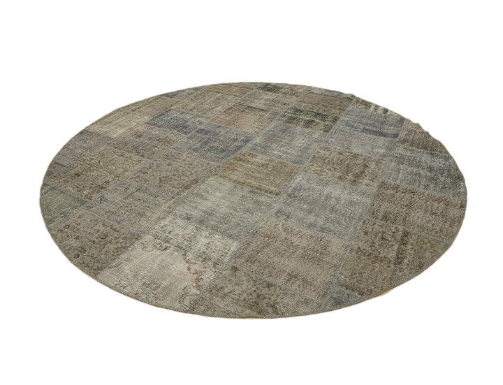 10x10 Grey Round Patchwork Rug - 46134