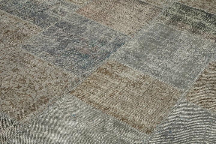 10x10 Grey Round Patchwork Rug - 46134