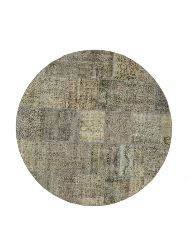 8x8 Grey Round Patchwork Rug - 46135
