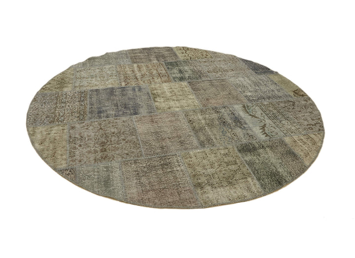 8x8 Grey Round Patchwork Rug - 46135