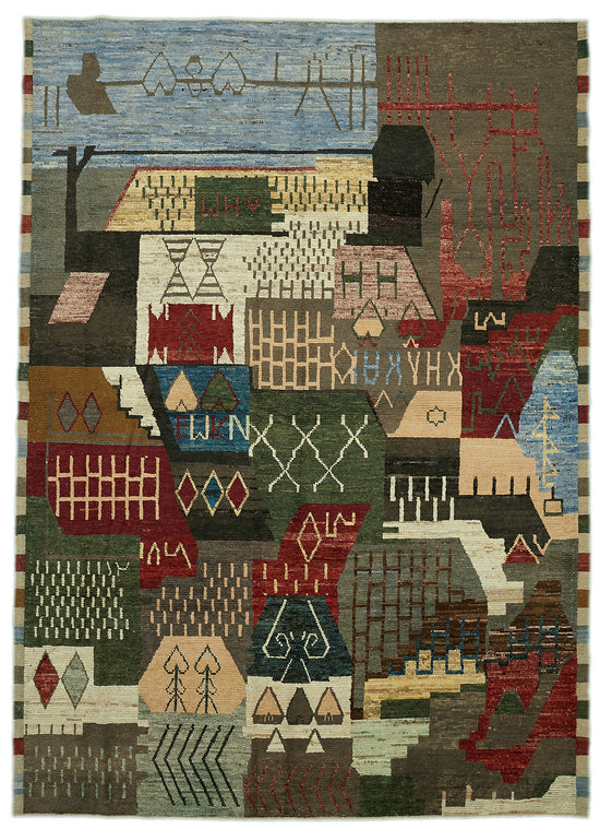 10x14 Multicolor Modern Tribal Rug - 46228