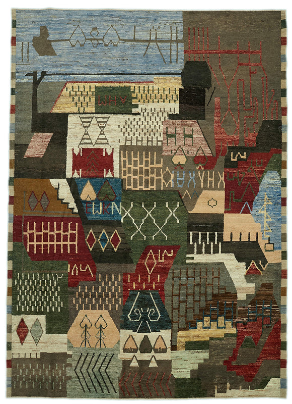 10x14 Multicolor Modern Tribal Rug - 46228