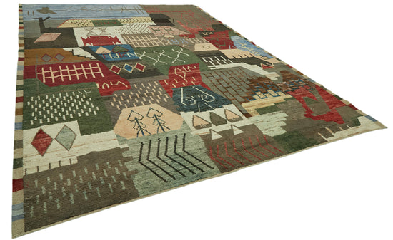 10x14 Multicolor Modern Tribal Rug - 46228