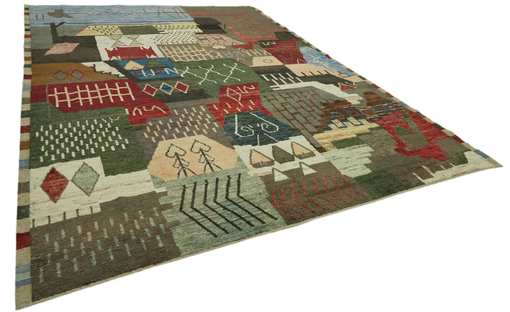 10x14 Multicolor Modern Tribal Rug - 46228