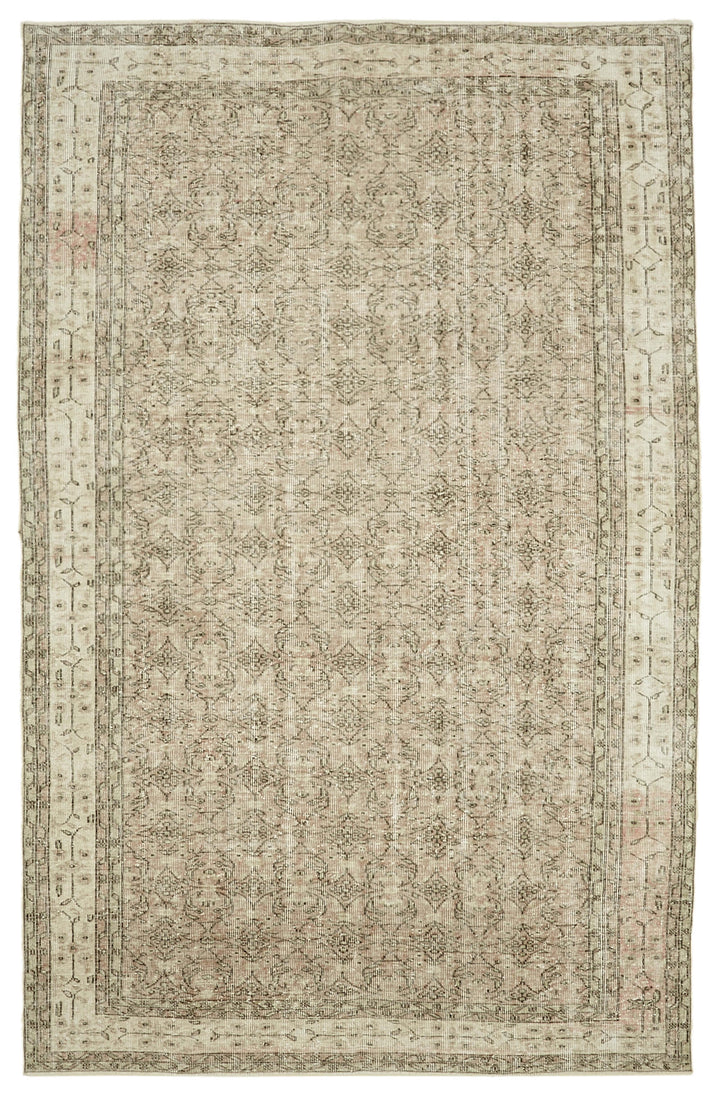 7x10 Beige Turkish Vintage Area Rug - 46308