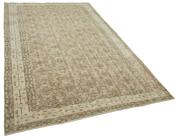 7x10 Beige Turkish Vintage Area Rug - 46308