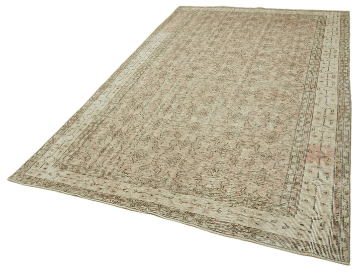 7x10 Beige Turkish Vintage Area Rug - 46308