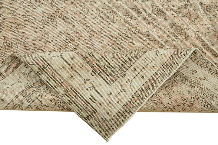 7x10 Beige Turkish Vintage Area Rug - 46308