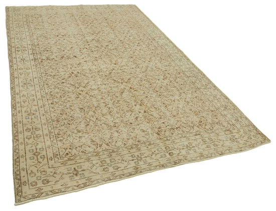 7x10 Beige Turkish Vintage Area Rug - 46316