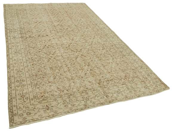 7x10 Beige Turkish Vintage Area Rug - 46316