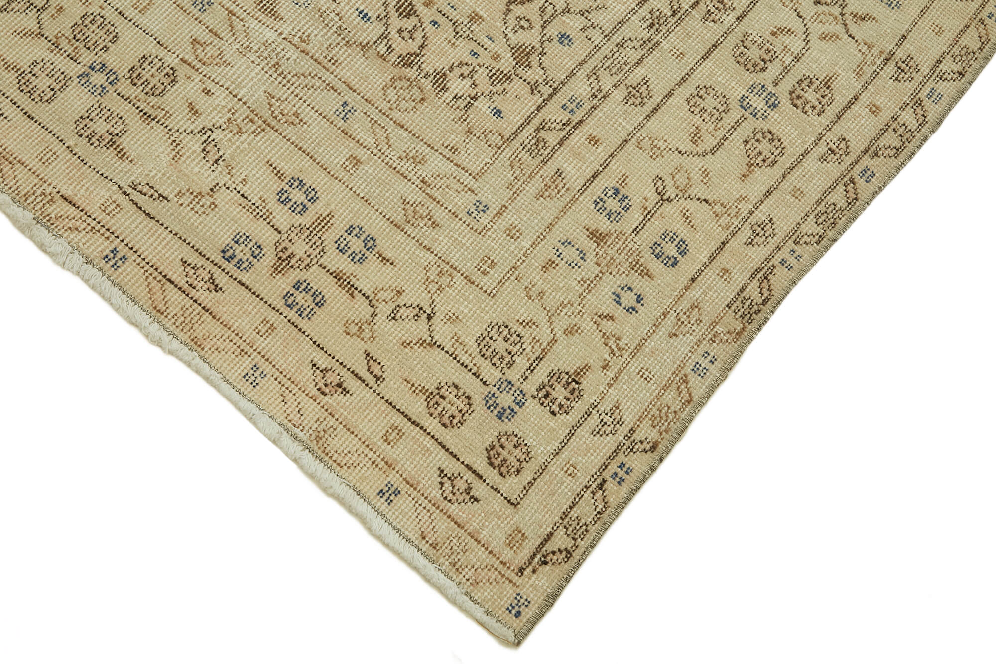 7x10 Beige Turkish Vintage Area Rug - 46316