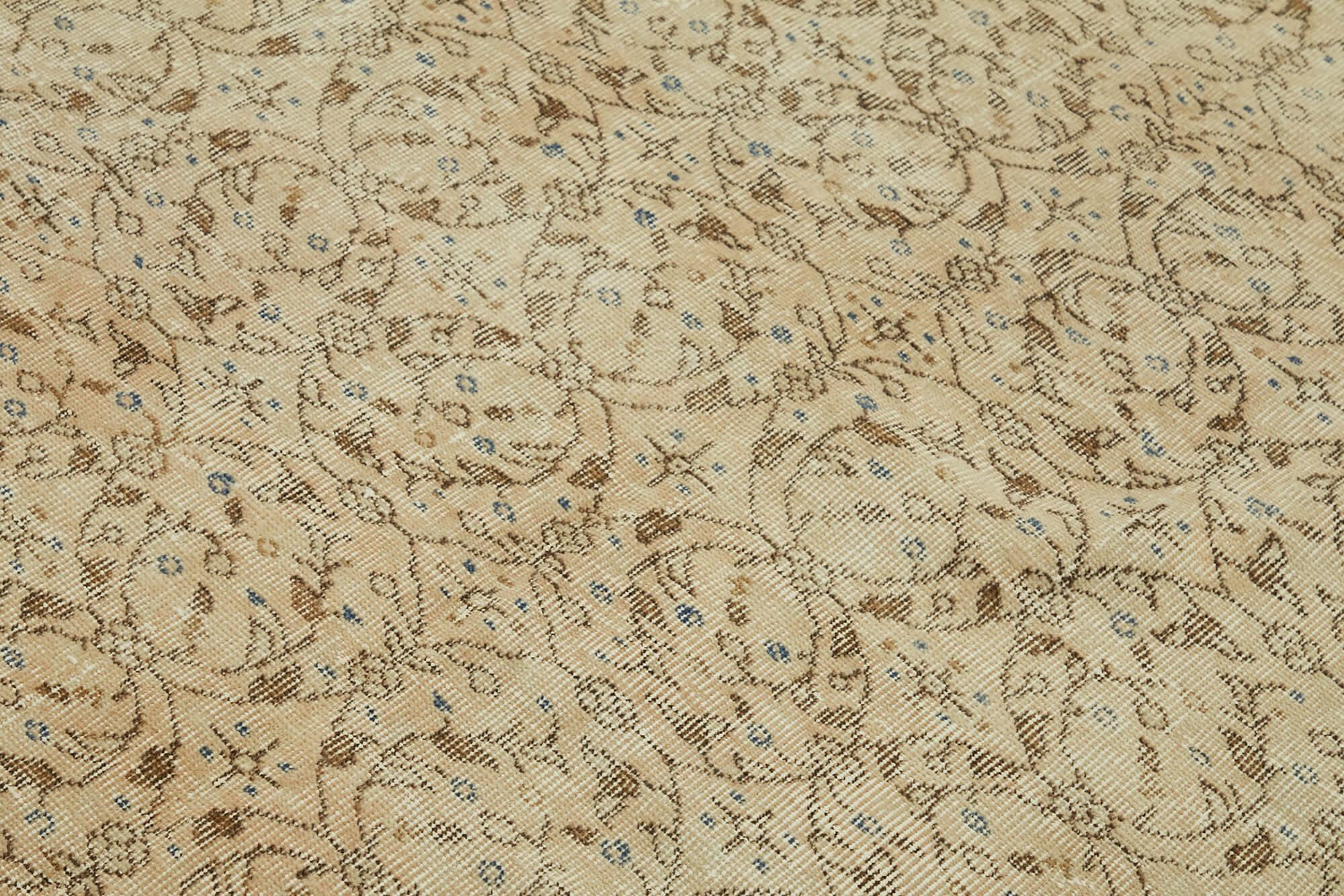 7x10 Beige Turkish Vintage Area Rug - 46316