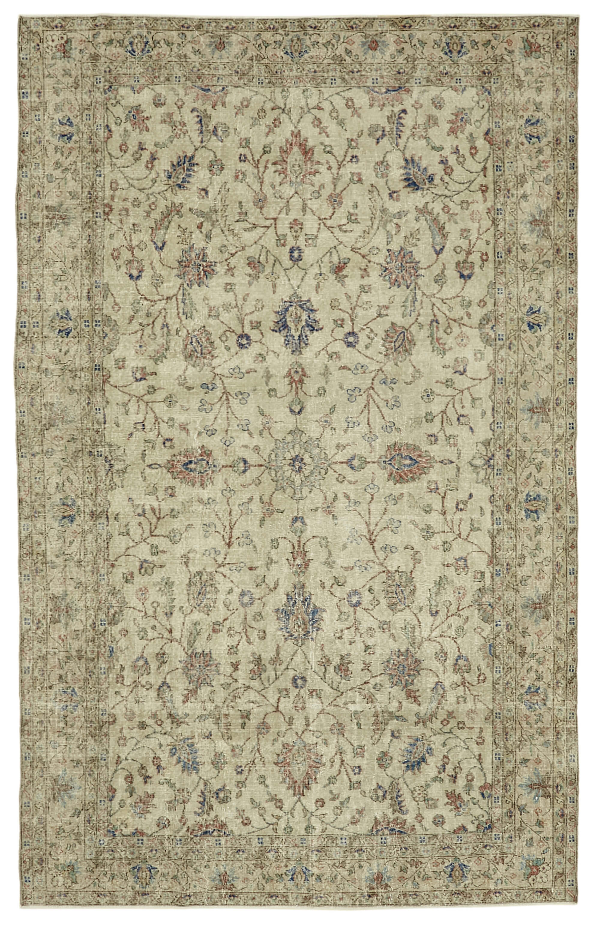 7x11 Beige Turkish Vintage Area Rug - 46317