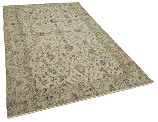 7x11 Beige Turkish Vintage Area Rug - 46317